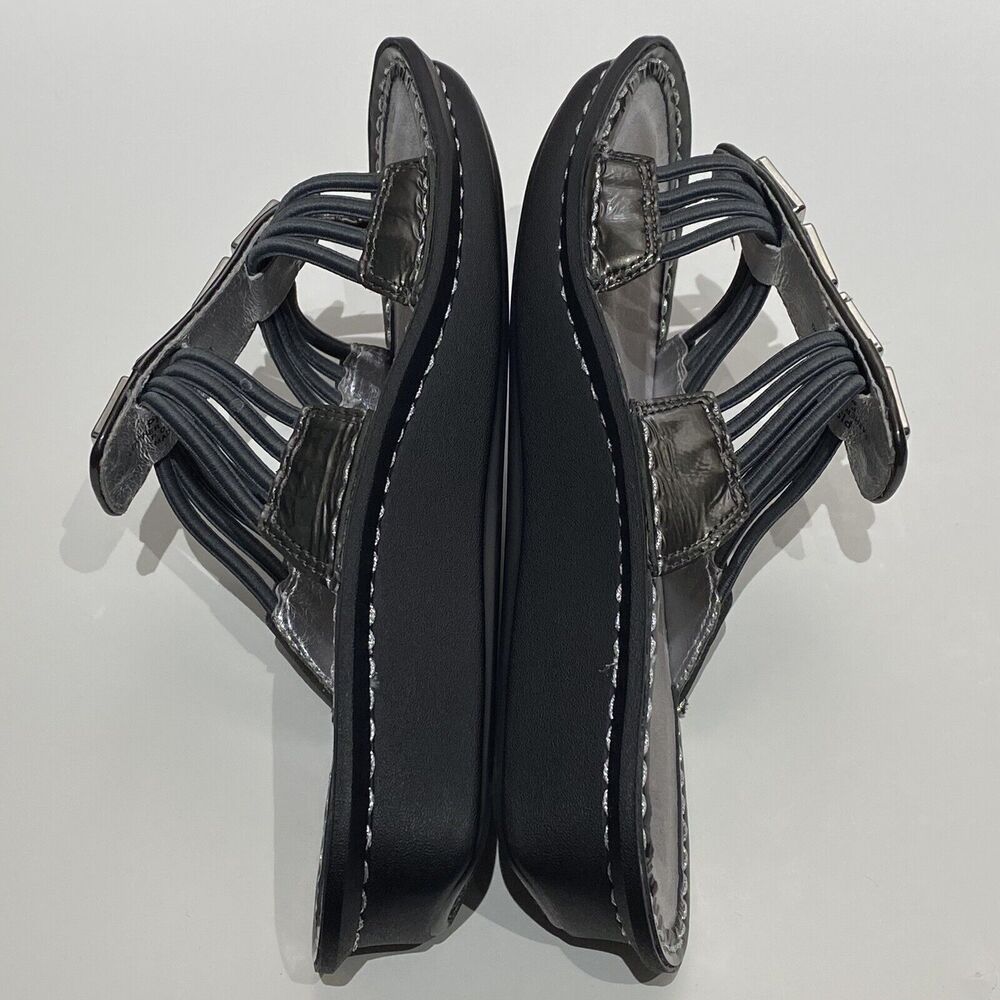 Alegria Pisa Sandals Chrome Leather Silver Studded Toe Post EU 36, US 6-6.5 EUC - Picture 6 of 8